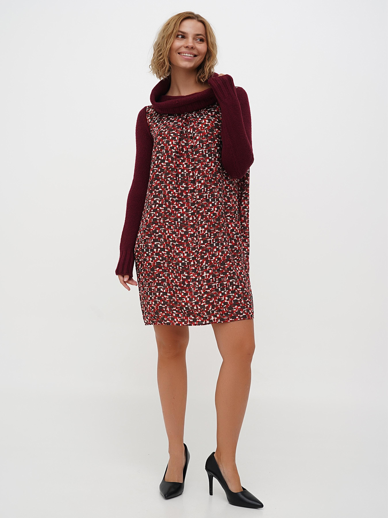 Платье мини Sassofono модель A271-SC-2579_бордовый Фото