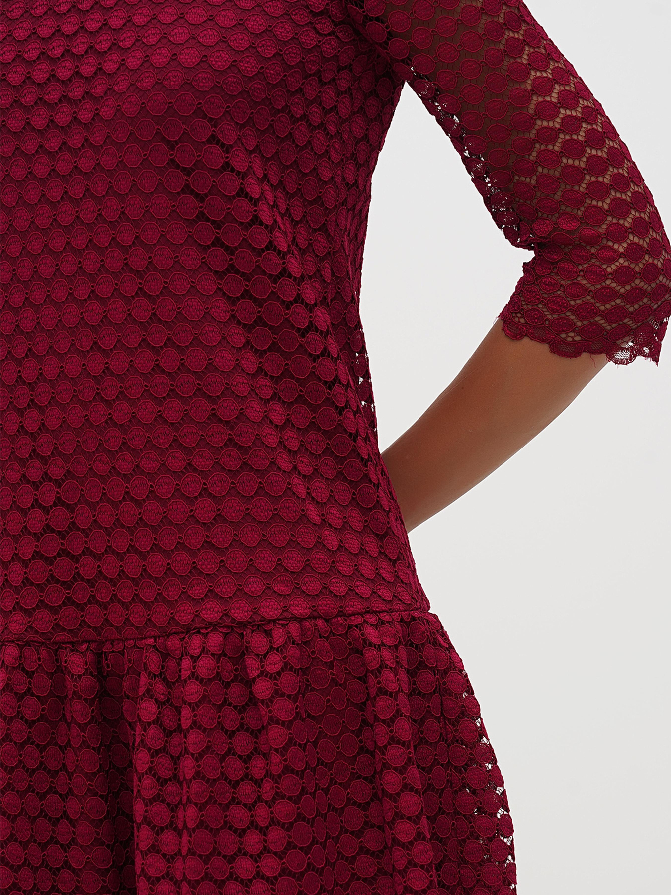 Платье мини Sassofono модель A271-SC-3511_бордовый Фото