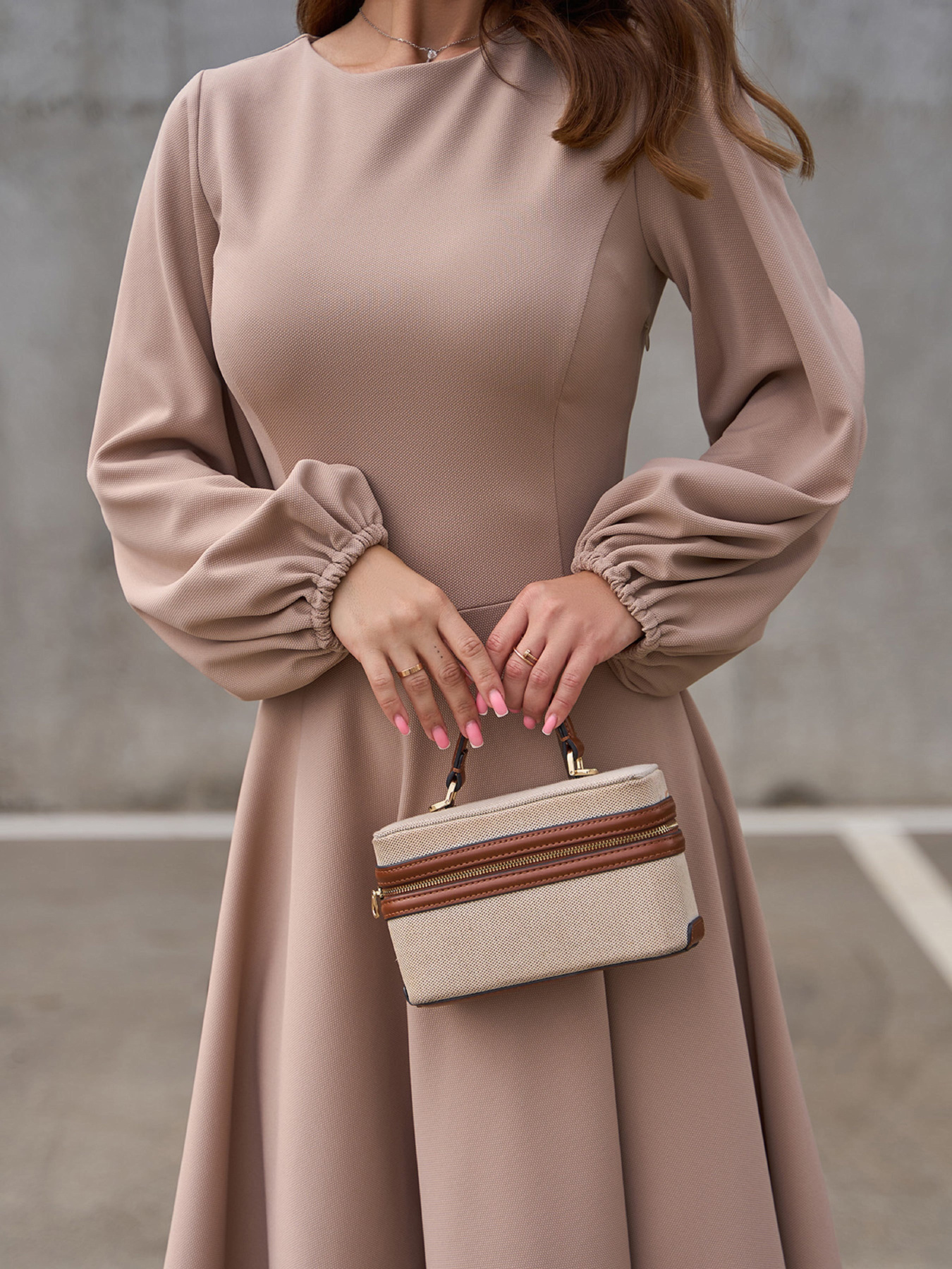 Платье миди ISSA Plus модель 14414_бежевый Фото