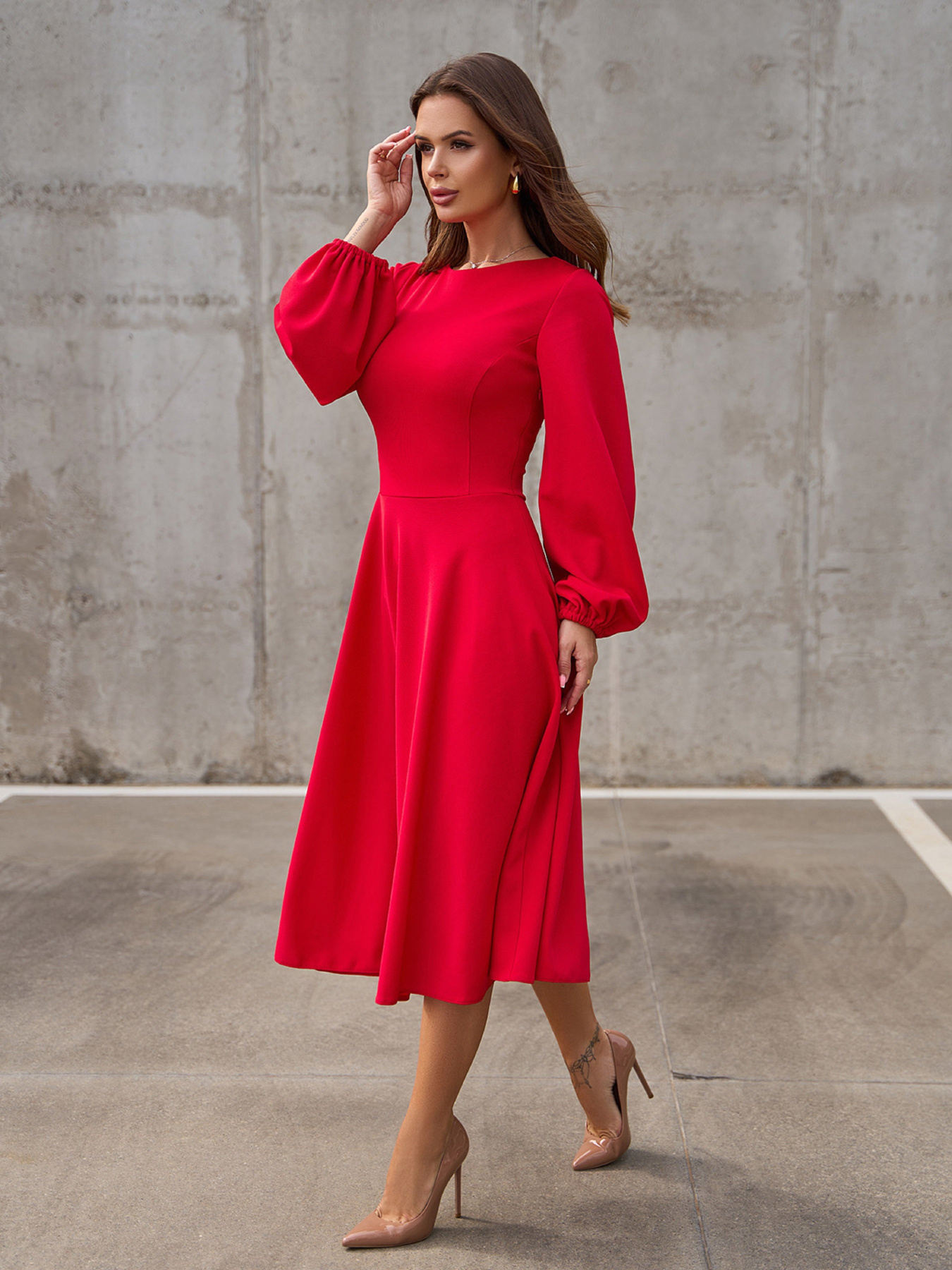 Платье миди ISSA Plus модель 14414_красный Фото