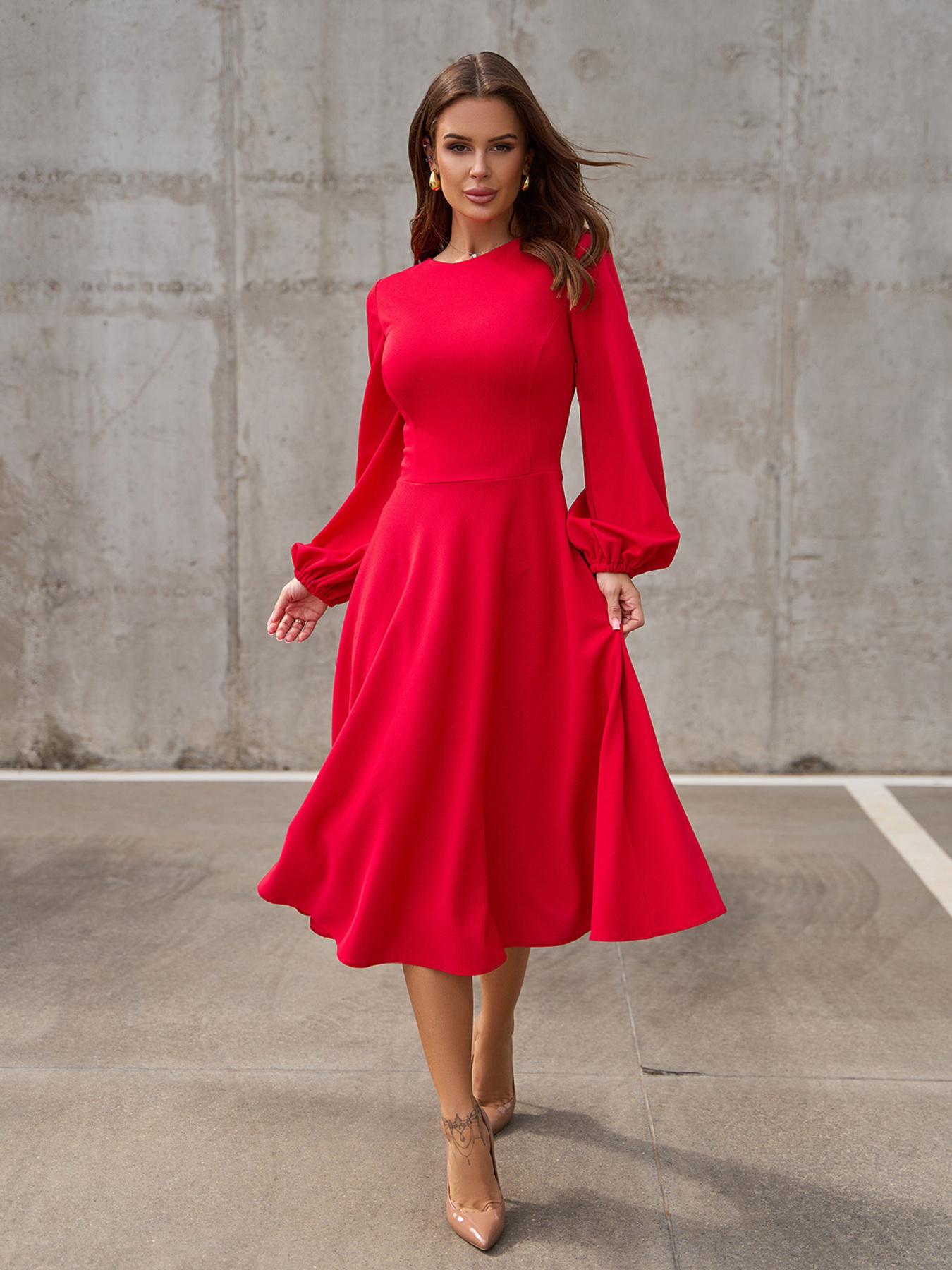 Платье миди ISSA Plus модель 14414_красный Фото