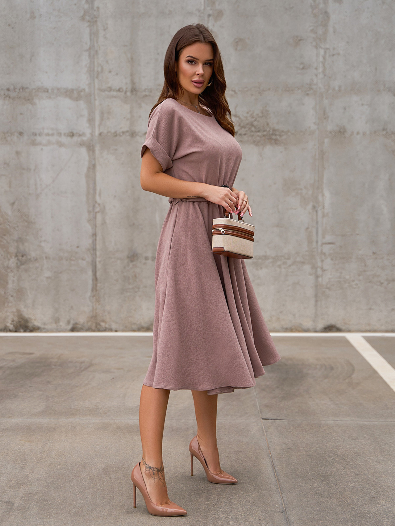 Платье миди ISSA Plus модель 14529_бежевый Фото