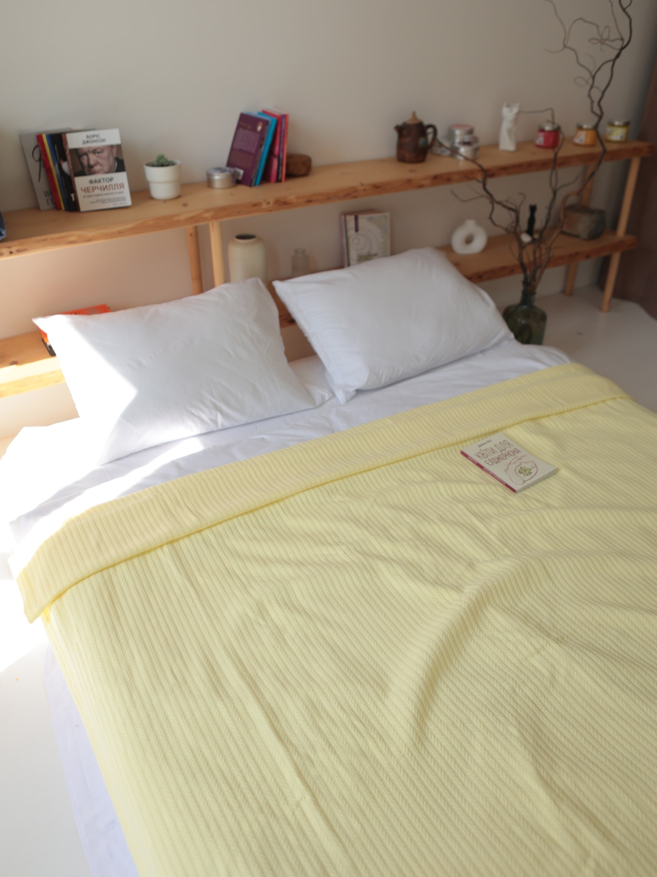 Бавовняне покривало плед Колос колір Слонова кістка BedclozZzes модель 8599 Фото