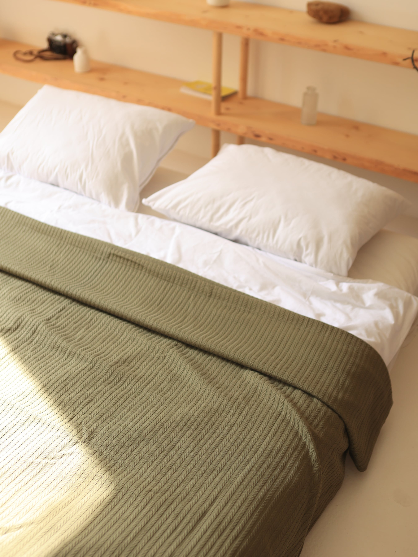 Бавовняне покривало плед Колос колір Хакі BedclozZzes модель 11383-1 Фото