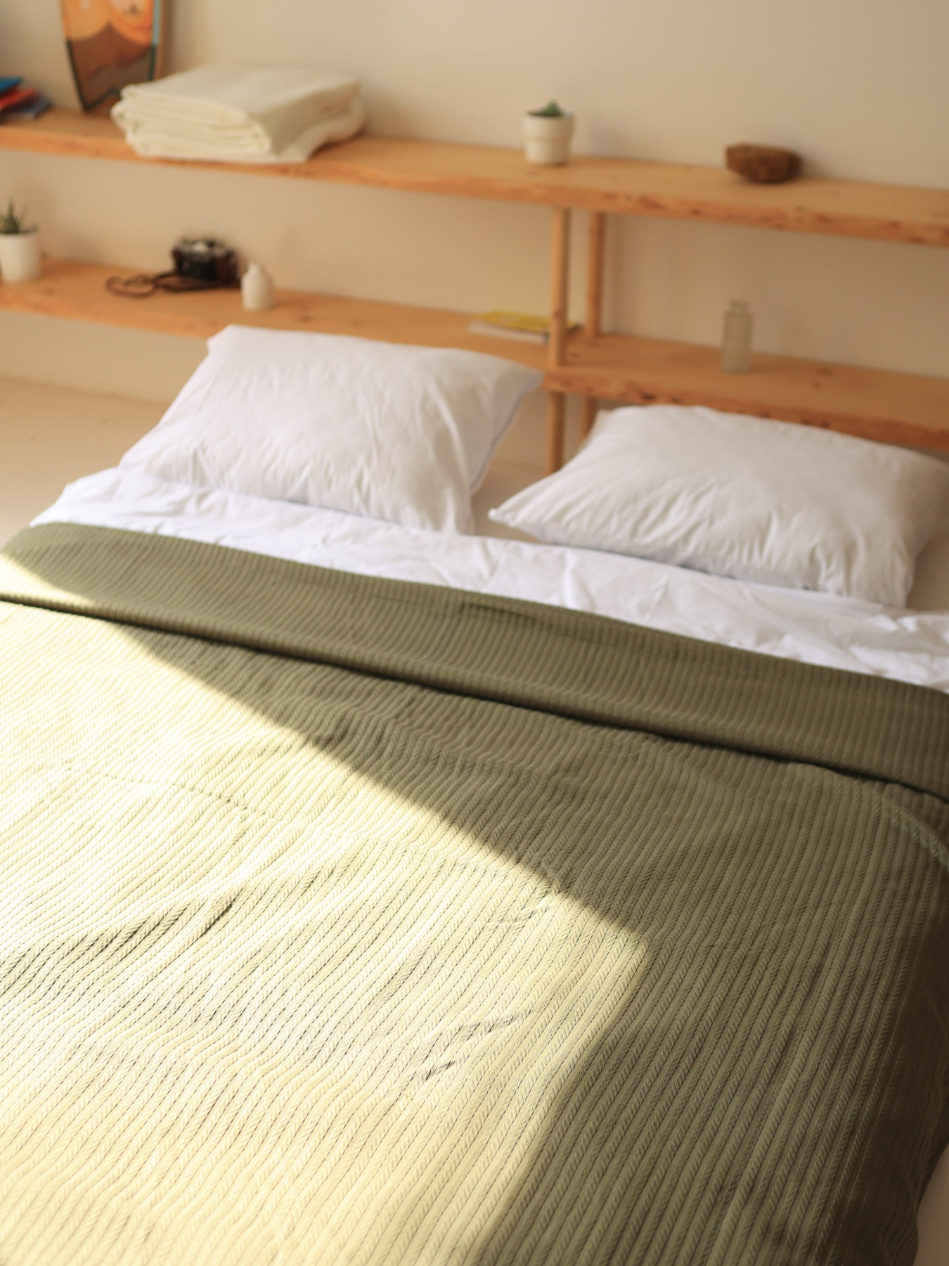 Бавовняне покривало плед Колос колір Хакі BedclozZzes модель 11383-1 Фото