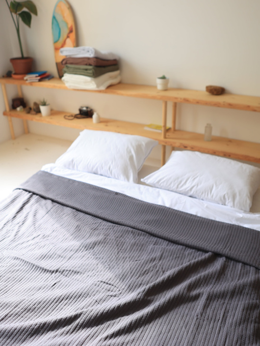 Бавовняне покривало плед Колос колір Графіт BedclozZzes модель 11362-1 Фото