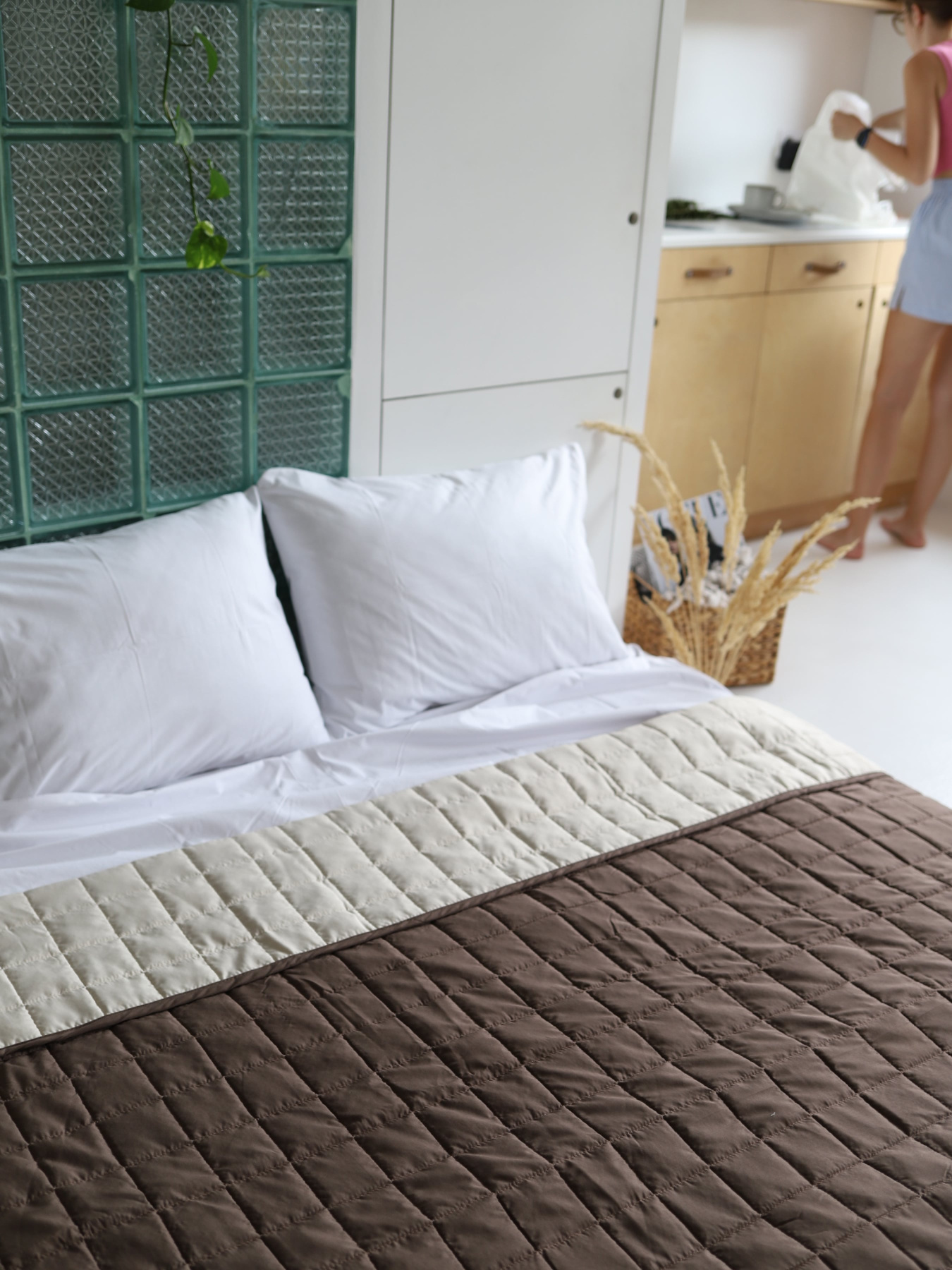 Хлопковое одеяло Квадрат цвет Коричнево-бежевый BedclozZzes модель 8574 Фото