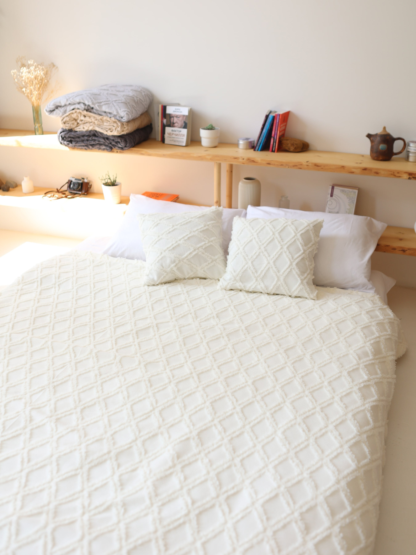 Хлопковое одеяло Ромб цвет Молочный BedclozZzes модель 13873-1-1 Фото