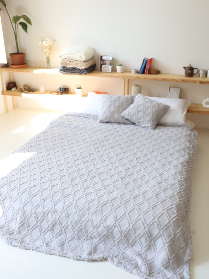 BedclozZzes ­Хлопковое одеяло Ромб цвет Светло-серый модель 13873-2 - фото