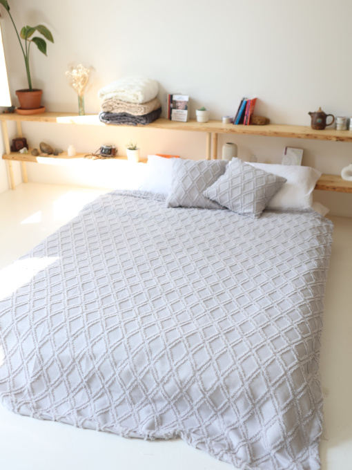 Хлопковое одеяло Ромб цвет Светло-серый BedclozZzes модель 13873-2 Фото