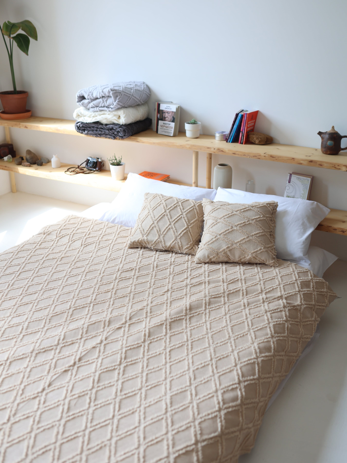 Хлопковое одеяло Ромб цвет Бежевый BedclozZzes модель 13873-2-1 Фото