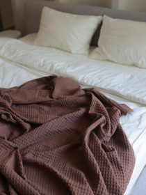 Бавовняне покривало плед Точка колір Коричневий BedclozZzes модель 13902 Бавовняне покривало плед Точка колір Коричневий BedclozZzes модель 13902 Фото