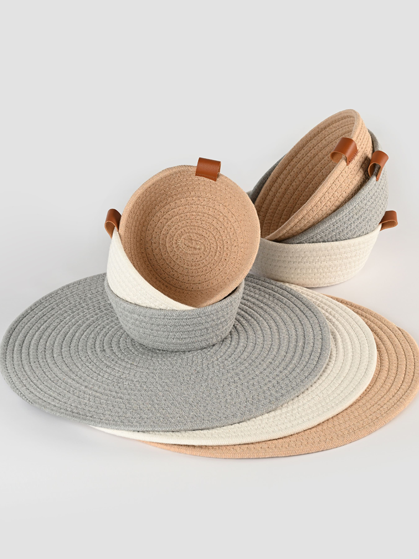 Корзина плетеная круглая бежевая MBM MY HOME модель TH-33 BEIGE Фото