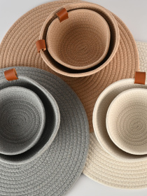 Кошик плетений круглий бежевий MBM HOME модель TH-33 BEIGE Фото