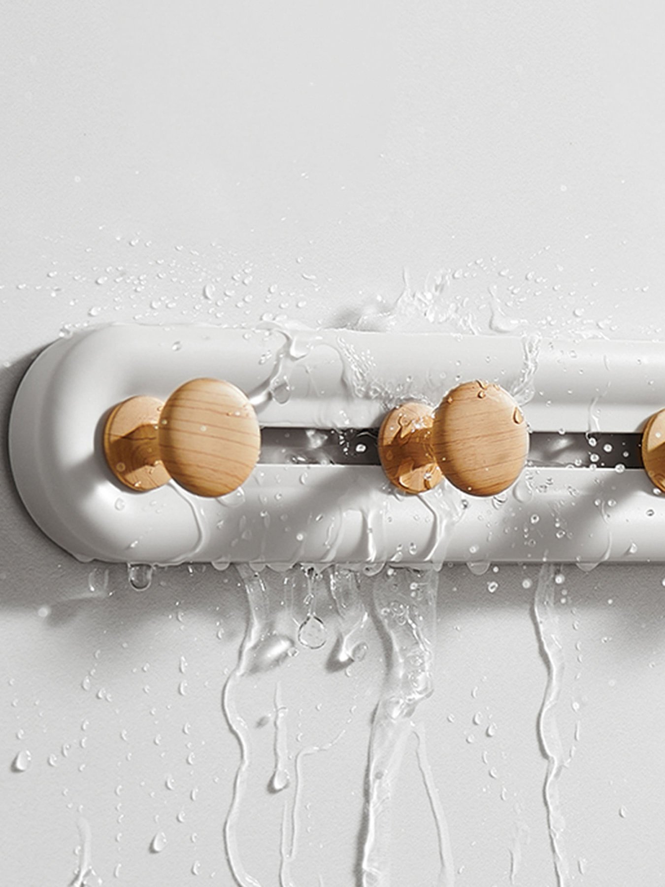 Вешалка на 3 крючка белая/дерево MBM MY HOME модель HP-01/3 WHITE/WOOD Фото