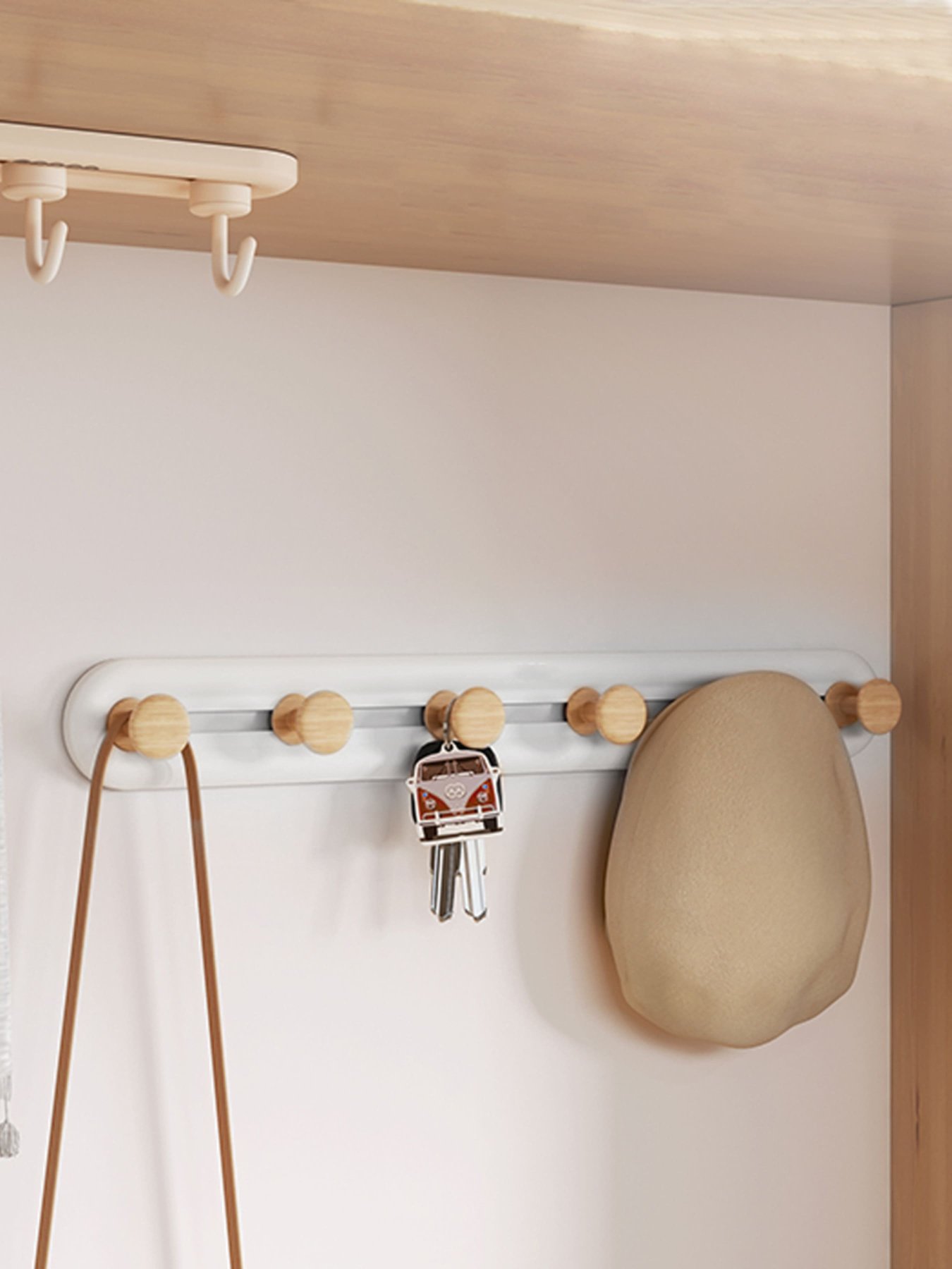 Вешалка на 6 крючков белая/дерево MBM MY HOME модель HP-01/6 WHITE/WOOD Фото