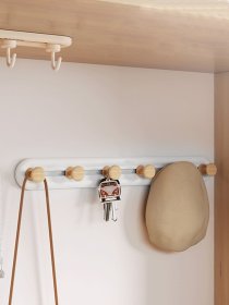 Вешалка на 6 крючков белая/дерево MBM HOME модель HP-01/6 WHITE/WOOD Фото