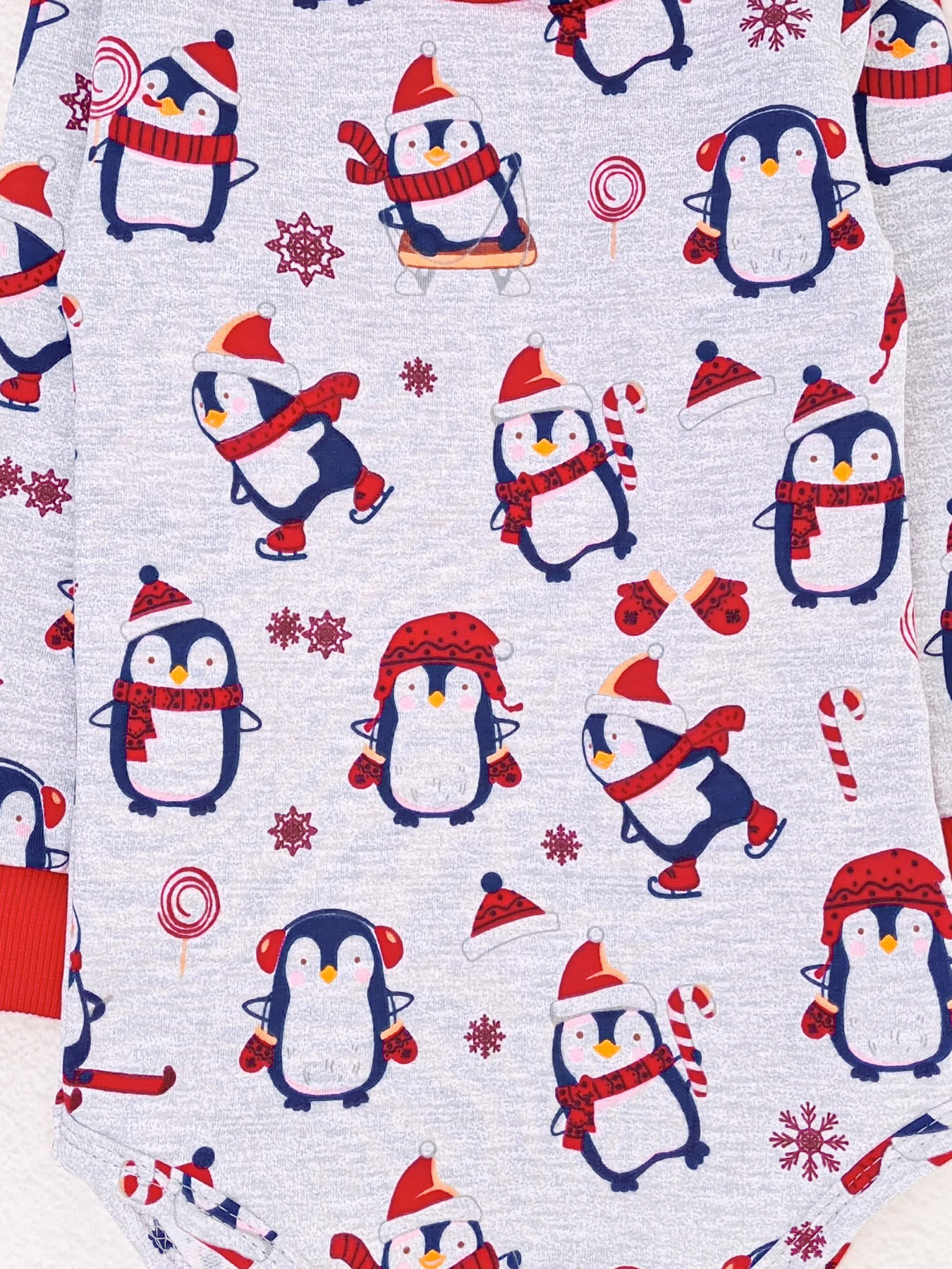 Боді для немовлят Dexter’s модель ChristmasPenguinGrayRedBDSTDXT Фото