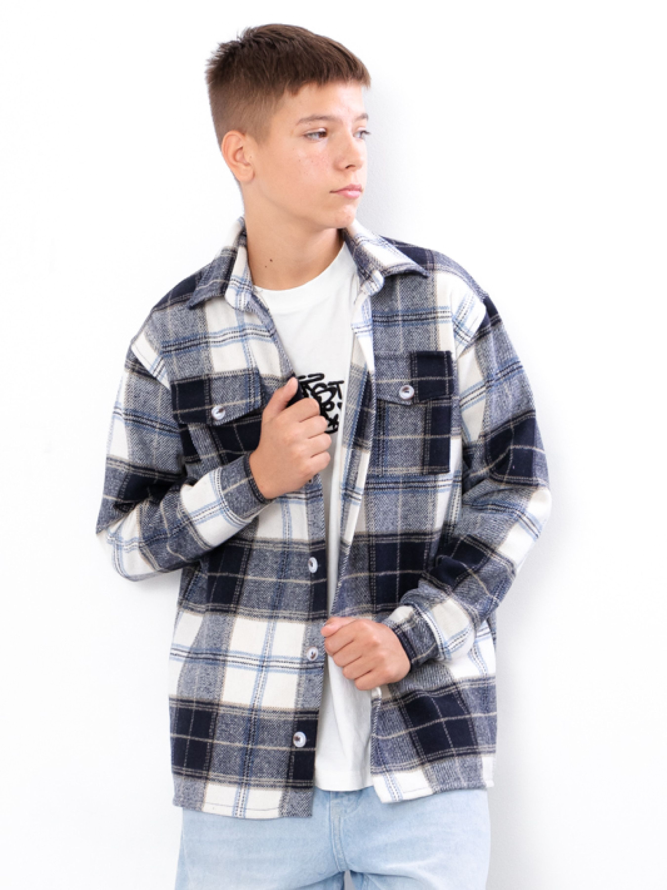 Сорочка повсякденна Носи своє модель 6417-114-kltinka-chornilxno-sinj Фото