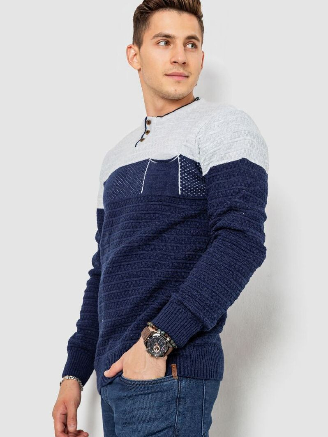 Свитер мужской повседневный 247R1928 модель У-1130609::000000080 Фото