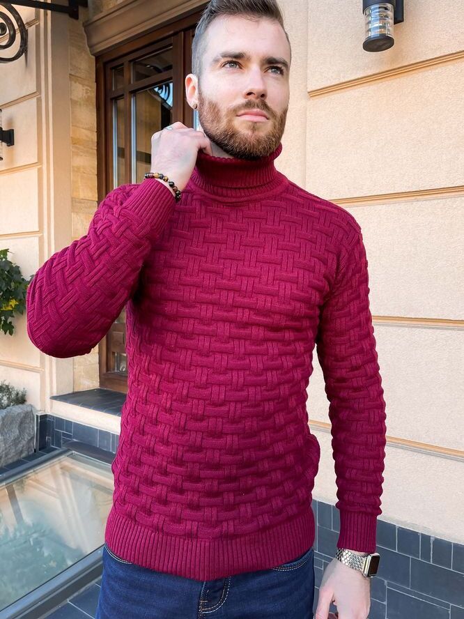 Чоловічий Светр Ager  (161R602C29) колір бордовий, матеріал акрил