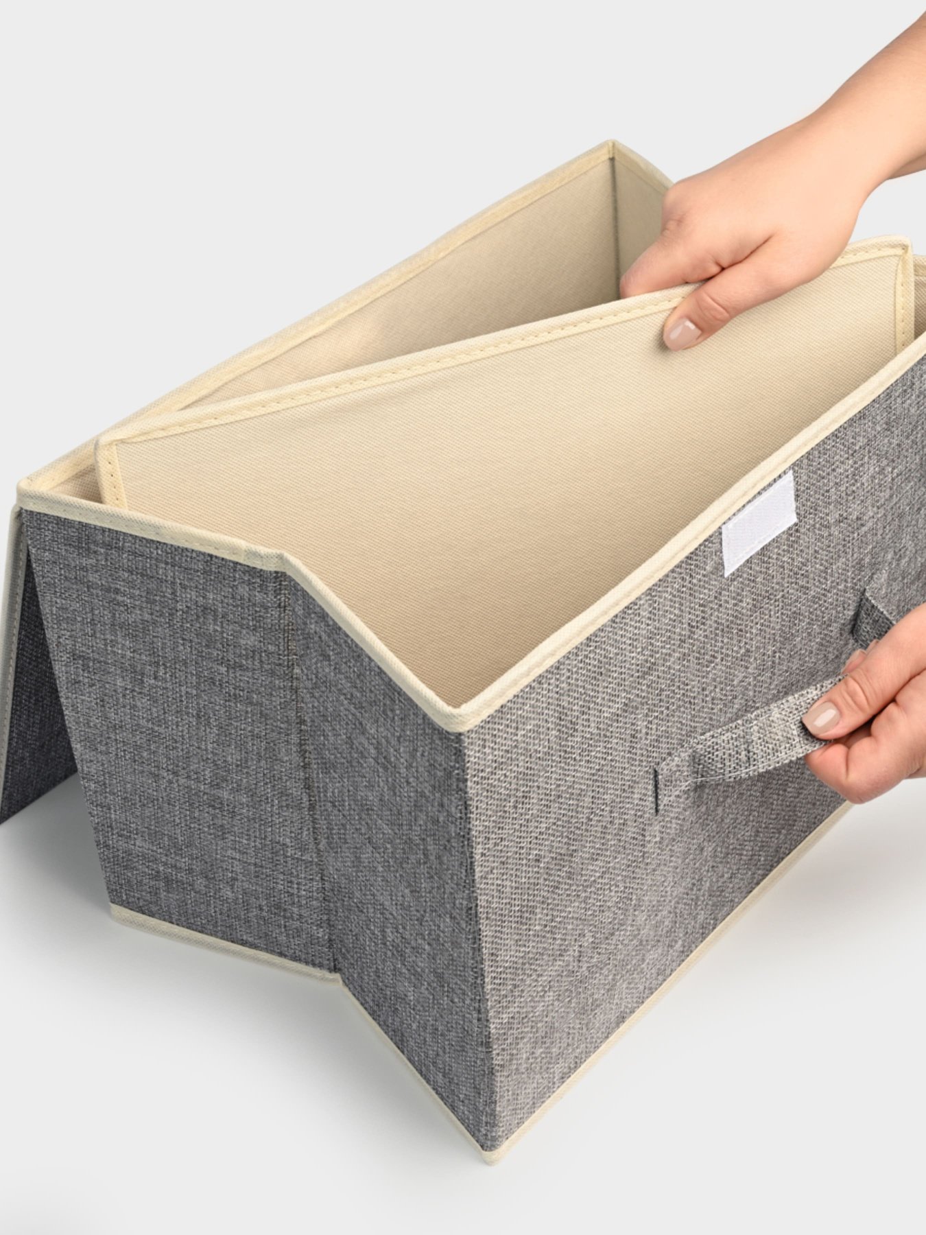 Ящик для хранения с крышкой светло-серый MBM MY HOME модель TH-07 LIGHT GRAY Фото