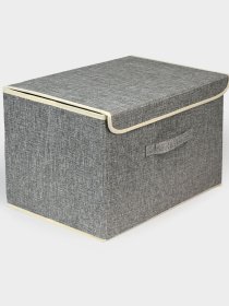 Ящик для зберігання з кришкою світло-сірий MBM MY HOME Модель TH-07 LIGHT GRAY Фото