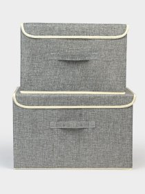 Ящик для хранения с крышкой светло-серый MBM HOME модель TH-07 LIGHT GRAY Фото