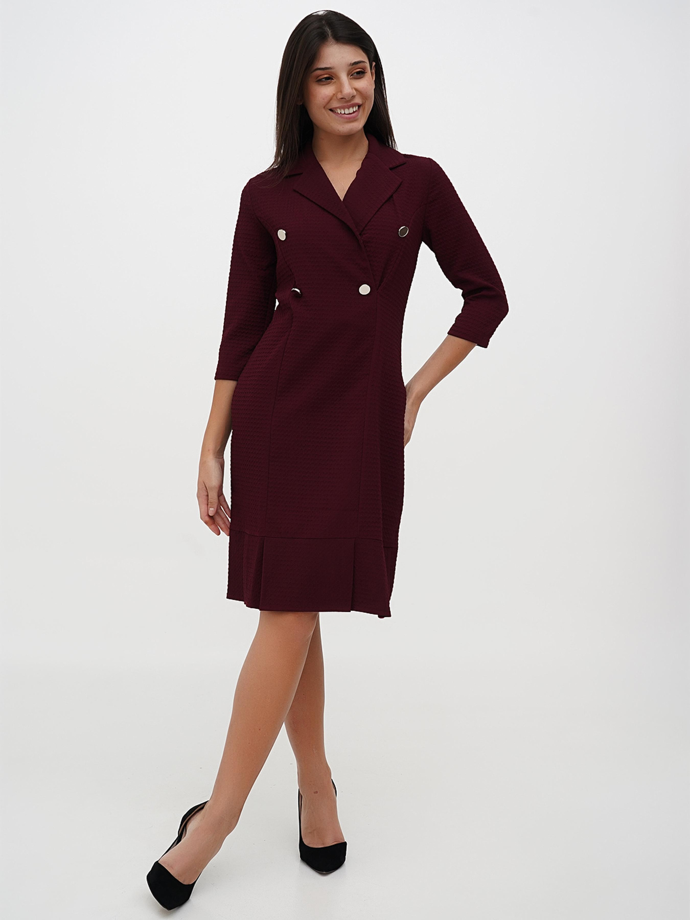 Сукня міді Sassofono модель A271-SC-1908_бордовый Фото