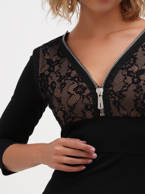 Платье мини Sassofono модель A271-SC-2347_чорный_бежевый Платье мини Sassofono модель A271-SC-2347_чорный_бежевый Фото