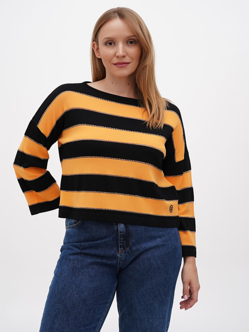 Джемпер Sassofono модель A271-SF-3588_черный_оранжевый Фото