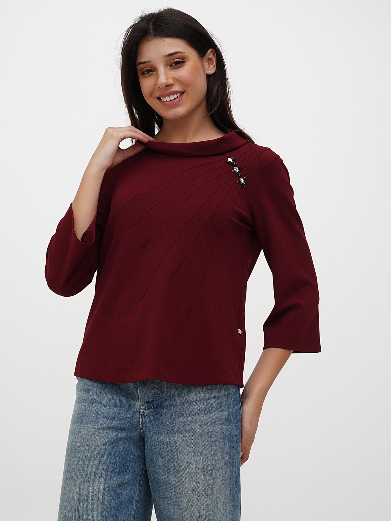 Блуза Sassofono модель _A271-SC-3503_бордовый Фото