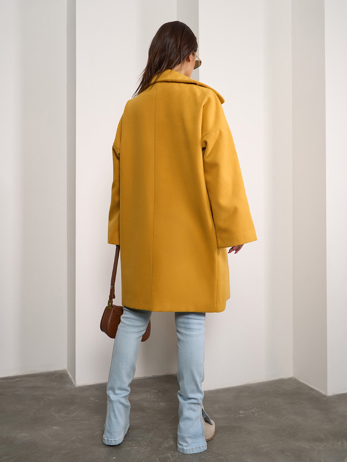 Пальто ISSA Plus модель 13539_горчичный Фото