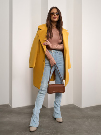 Пальто ISSA Plus модель 13539_горчичный Фото
