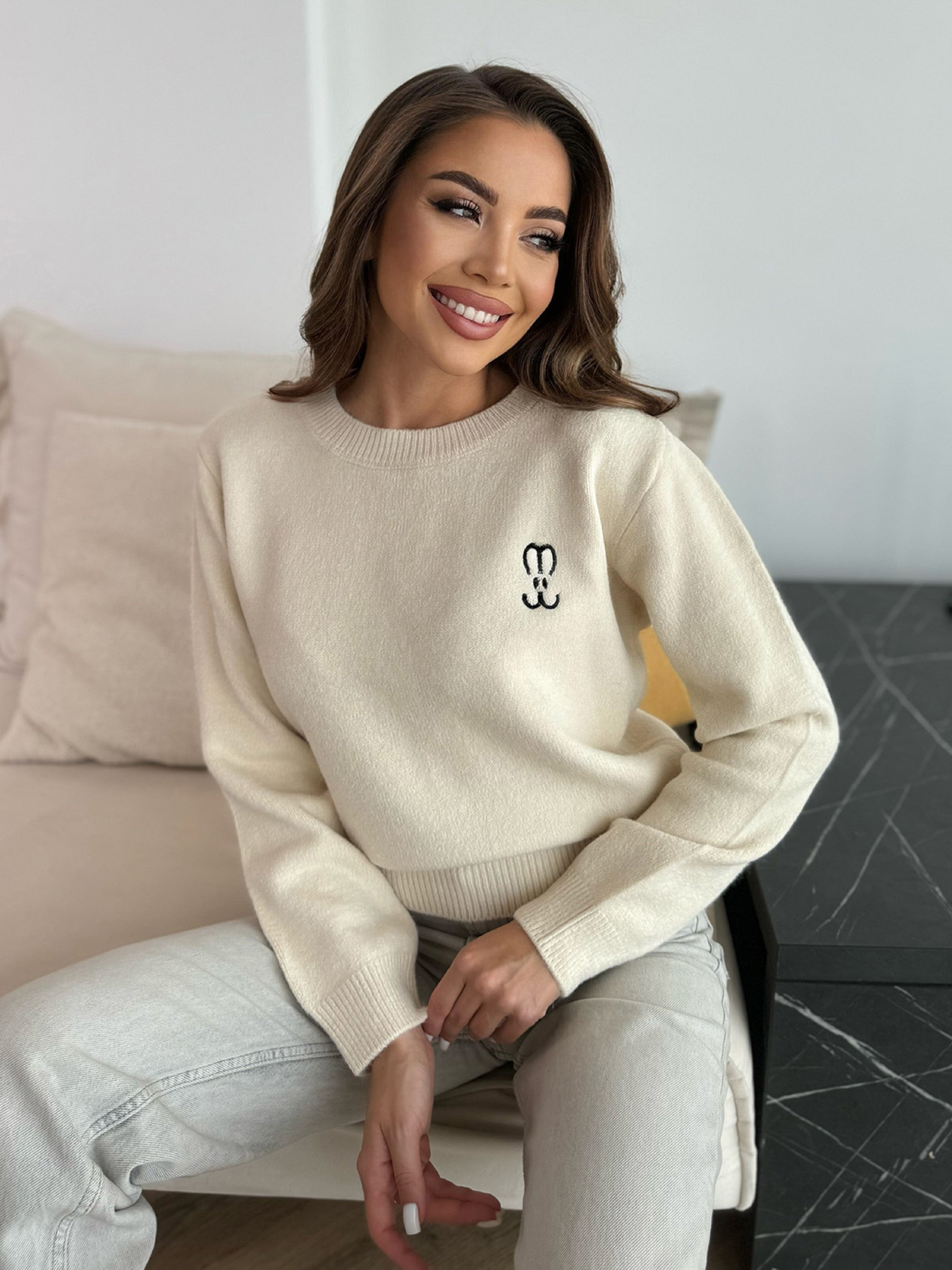 Джемпер ISSA Plus модель WN20-667_светло_бежевый Фото