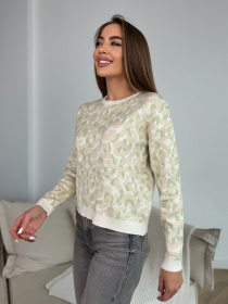 Джемпер ISSA Plus модель WN20-668_бежевый_мятный Фото