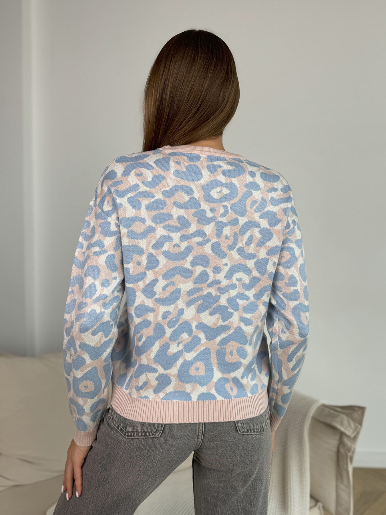 Джемпер ISSA Plus модель WN20-668_голубой_розовый Фото