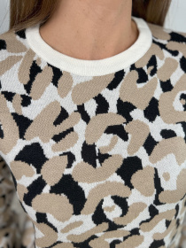 Джемпер ISSA Plus модель WN20-668_бежевый_черный Фото