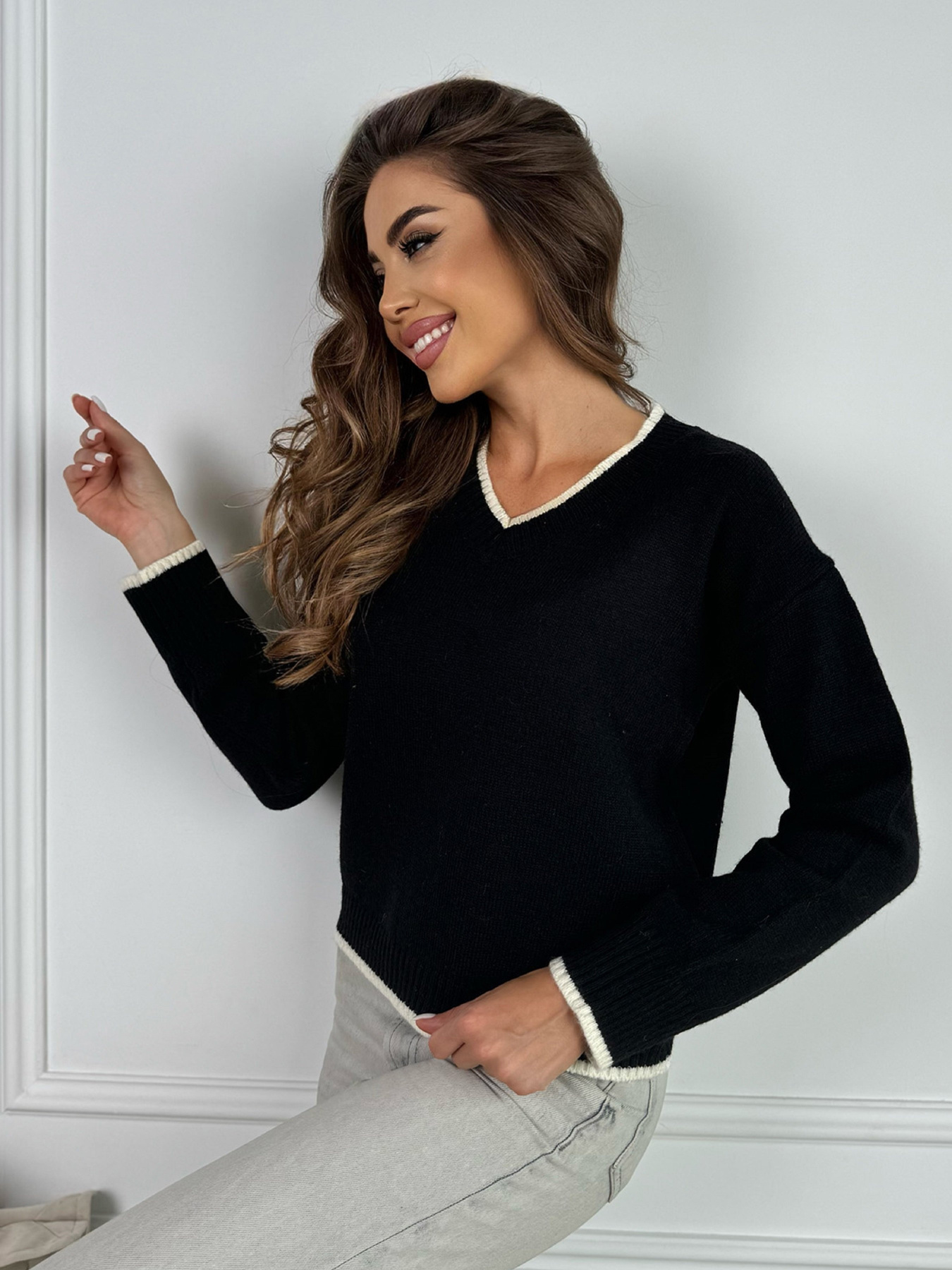 Джемпер ISSA Plus модель WN20-669_черный Фото