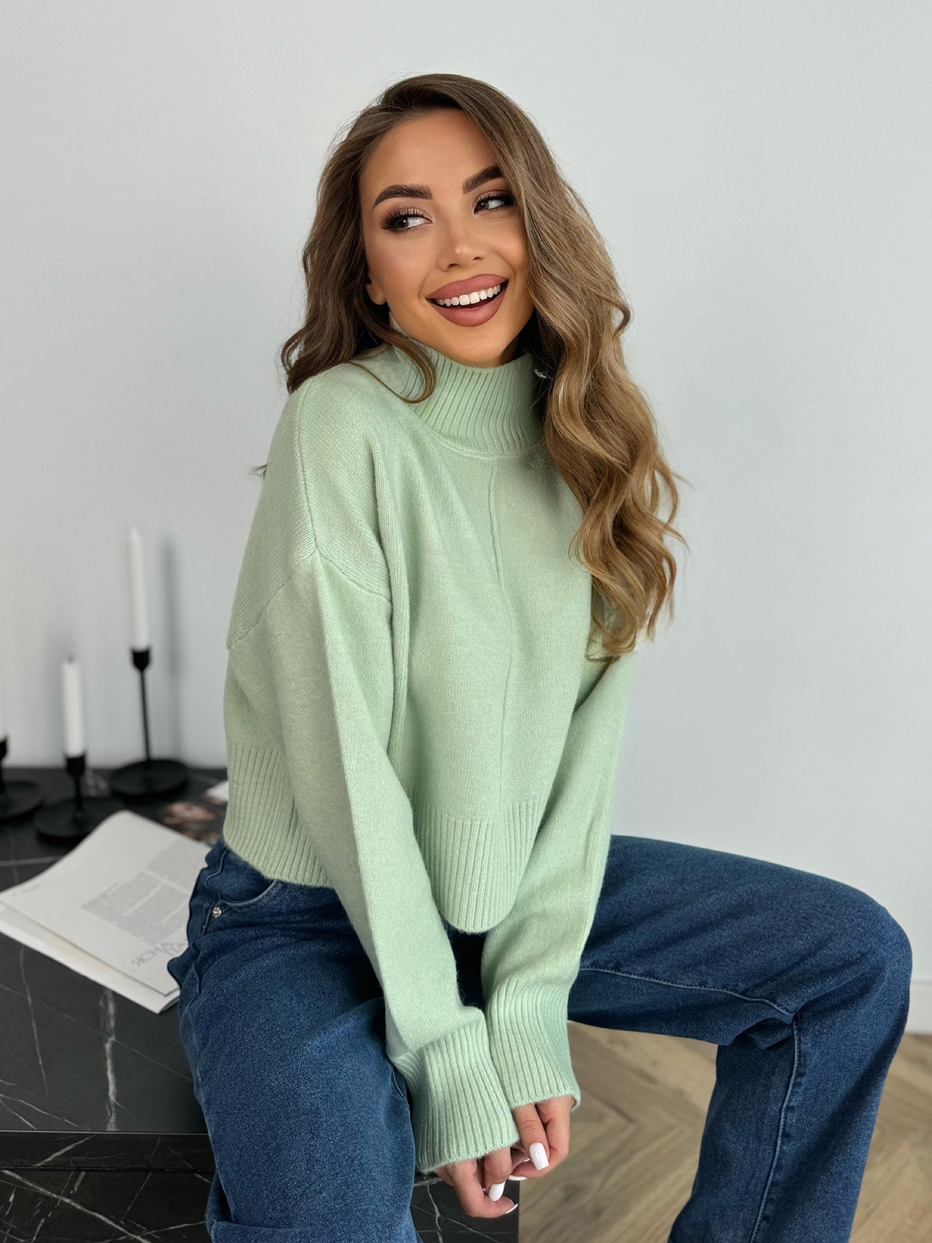 Светр ISSA Plus модель WN20-670_мятный Фото