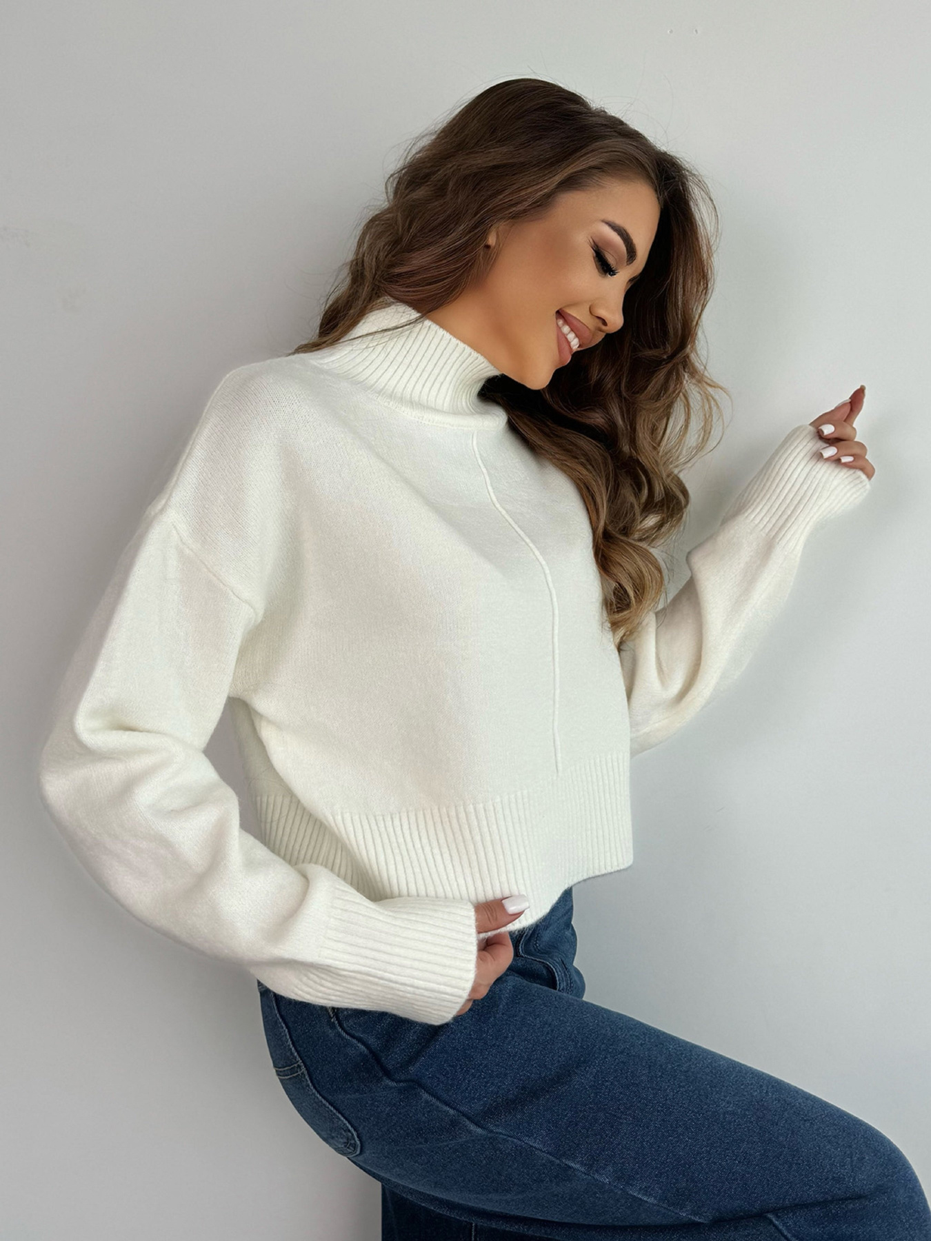 Светр ISSA Plus модель WN20-670_молочный Фото