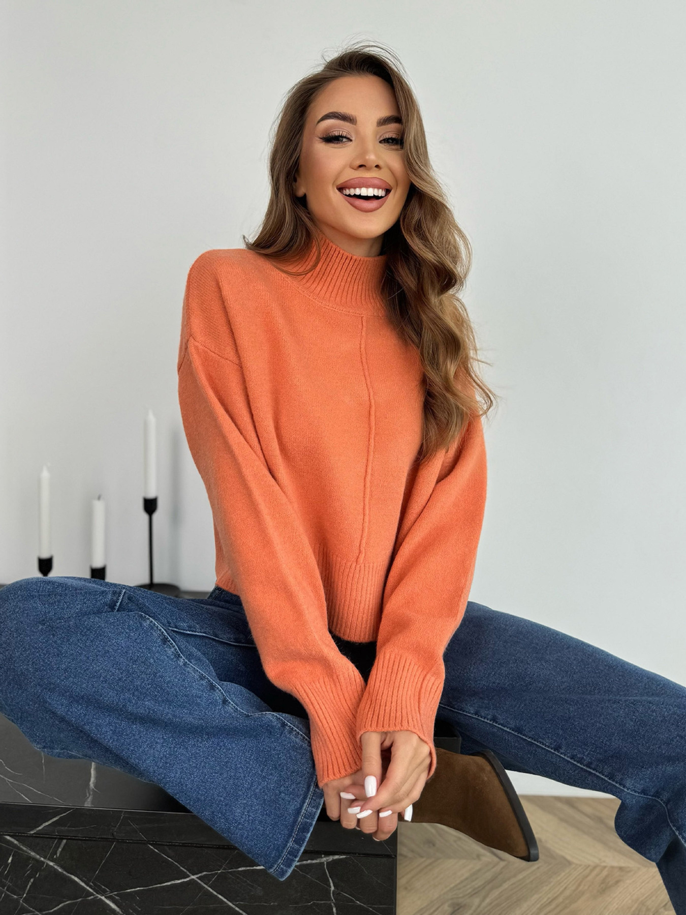 Свитер ISSA Plus модель WN20-670_оранжевый Фото