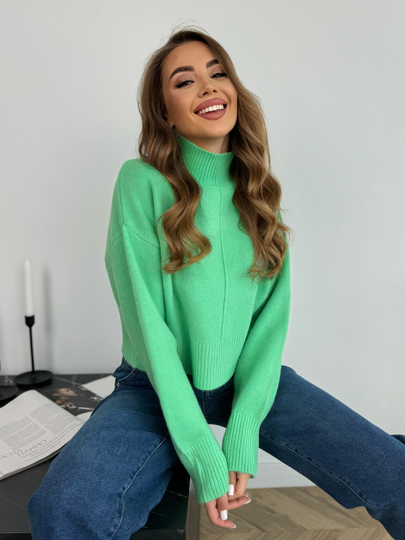 Свитер ISSA Plus модель WN20-670_зеленый Фото