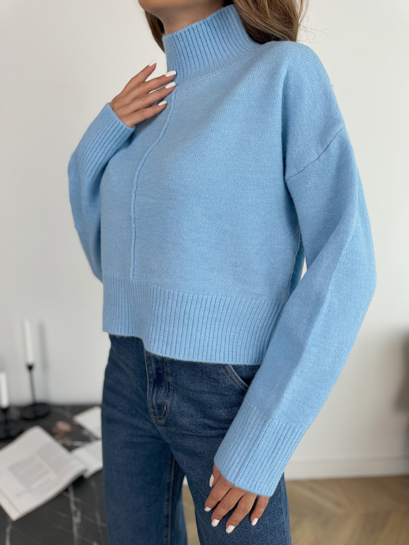 Свитер ISSA Plus модель WN20-670_голубой Фото