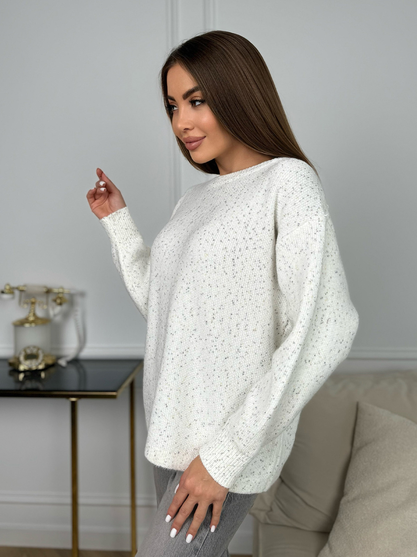 Джемпер ISSA Plus модель WN20-671_белый Фото