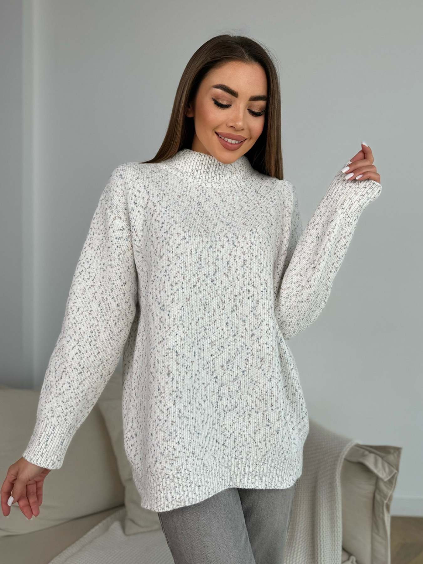 Свитер ISSA Plus модель WN20-672_молочный Фото