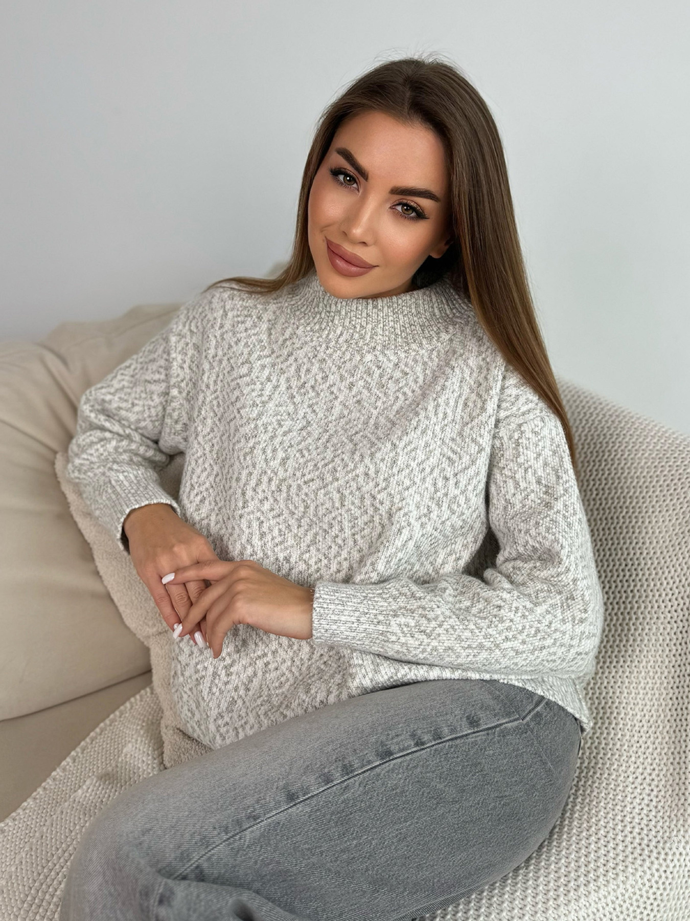 Свитер ISSA Plus модель WN20-672_серый Фото