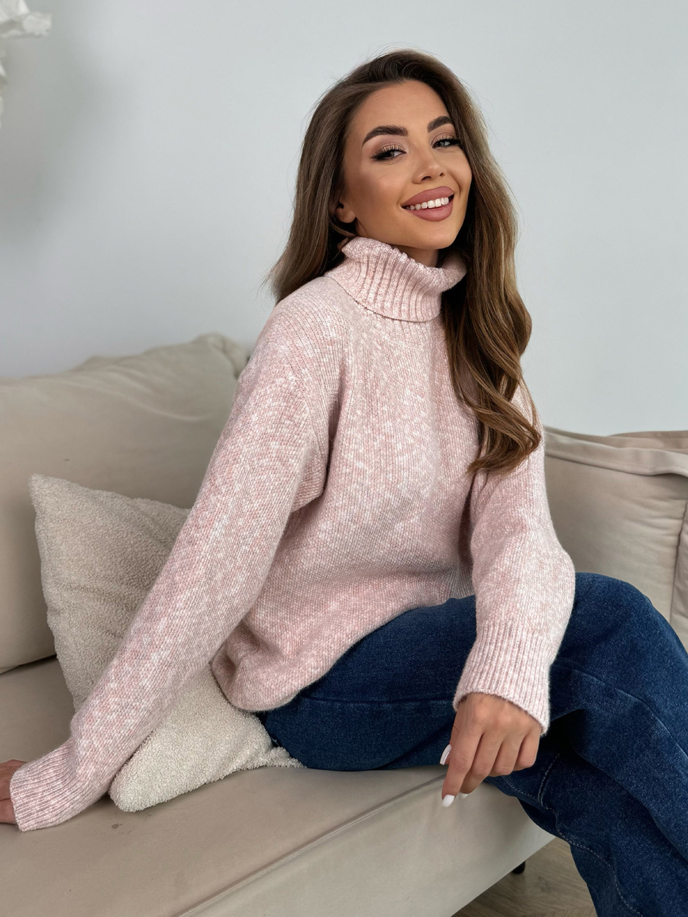 Светр ISSA Plus модель WN20-673_персиковый Фото