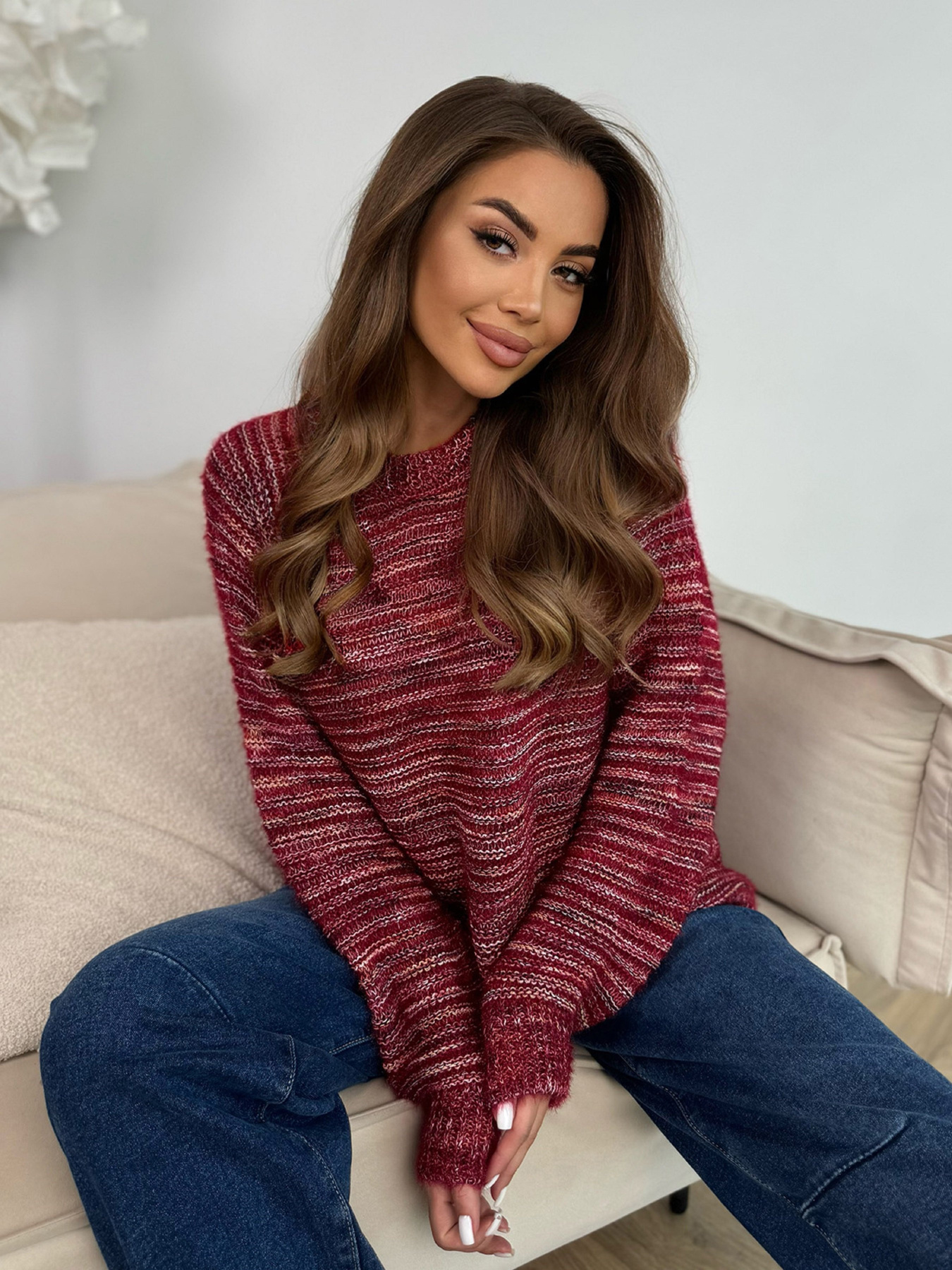 Джемпер ISSA Plus модель WN20-674_бордовый Джемпер ISSA Plus модель WN20-674_бордовый Фото