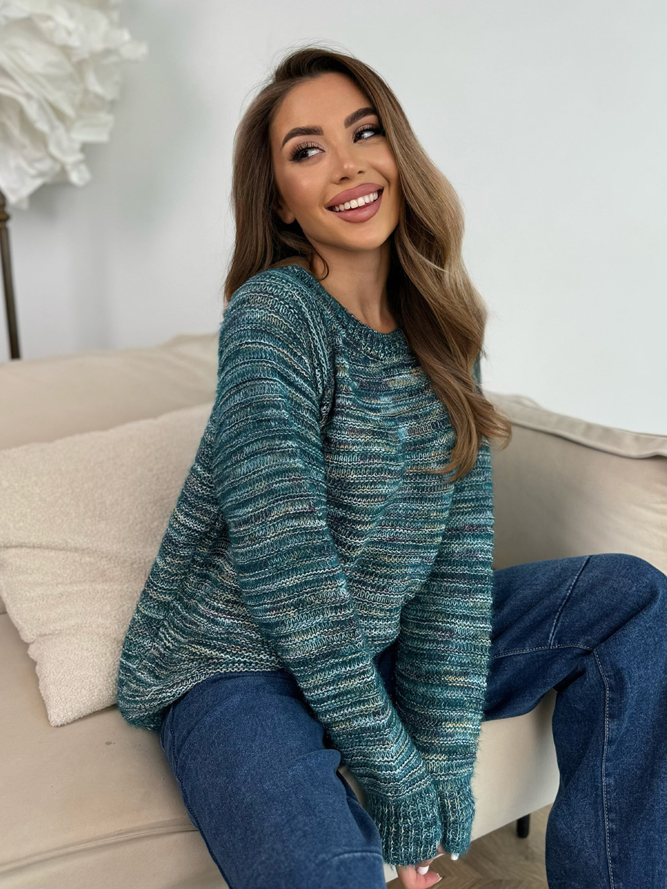 Джемпер ISSA Plus модель WN20-674_бирюзовый Фото